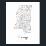 Mississippi Minimal Street Karta Poster<br><div class="desc">Mississippi Minimal Street Karta</div>
