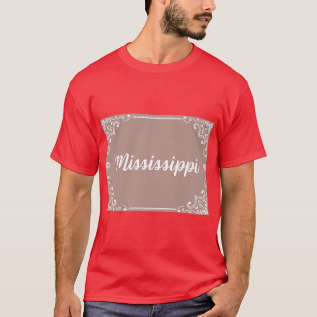 Mississippi Monogram Boho Style Pastel Pink T Shirt (Framsida)