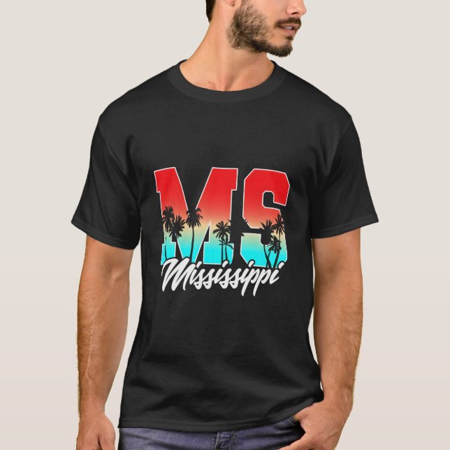 Mississippi Ms Palmträdstaten T Shirt (Framsida)