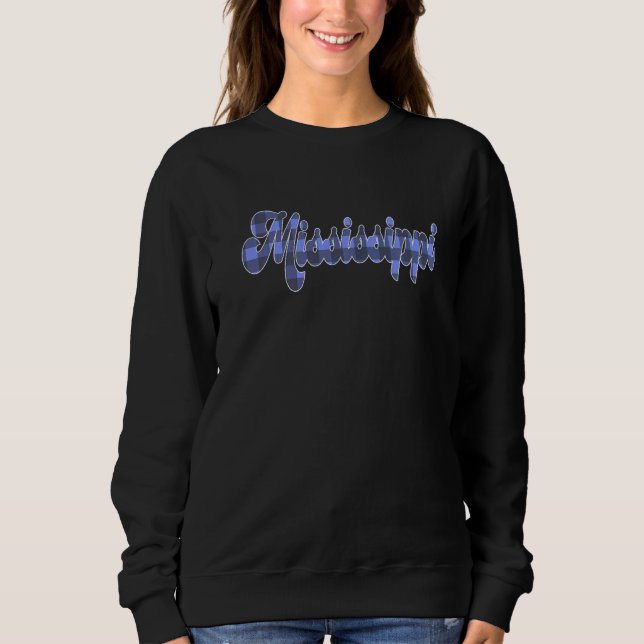 Mississippi MS Plaid Script Text Stolt Pride För K T Shirt (Framsida)