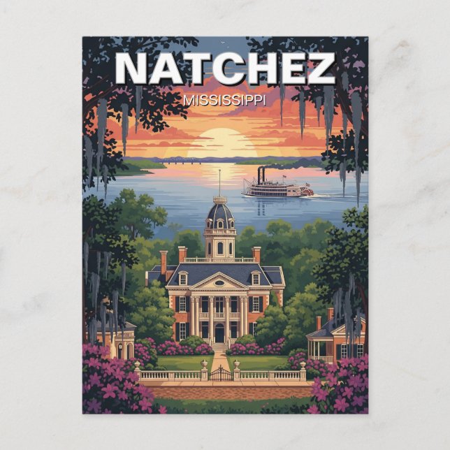 Mississippi Natchez Travel Vykort (Framsida)