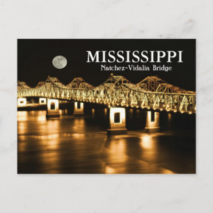 Mississippi Natchez-Vidalia Bridge Guld Måne Vykort