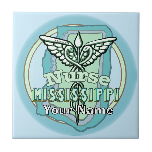 Mississippi Nurse Caduceus Tile Kakelplatta (Framsidan)