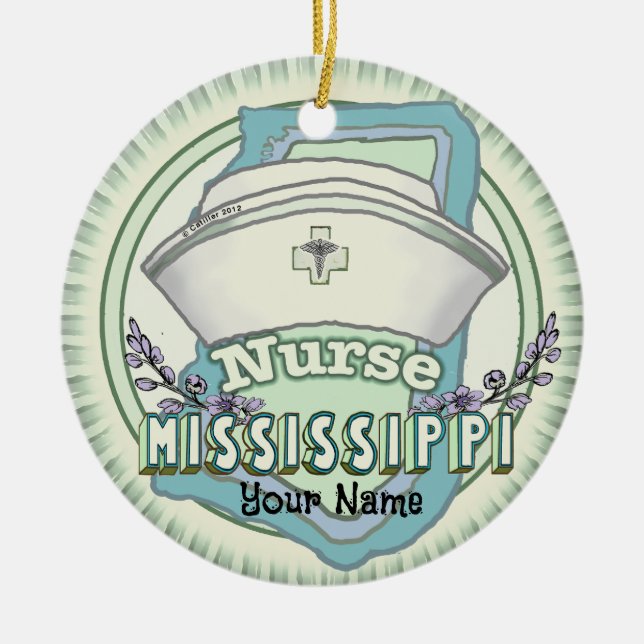 Mississippi Nurse Julgransprydnad Keramik (Framsidan)