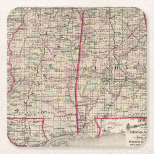 Mississippi och Alabama Underlägg Papper Kvadrat