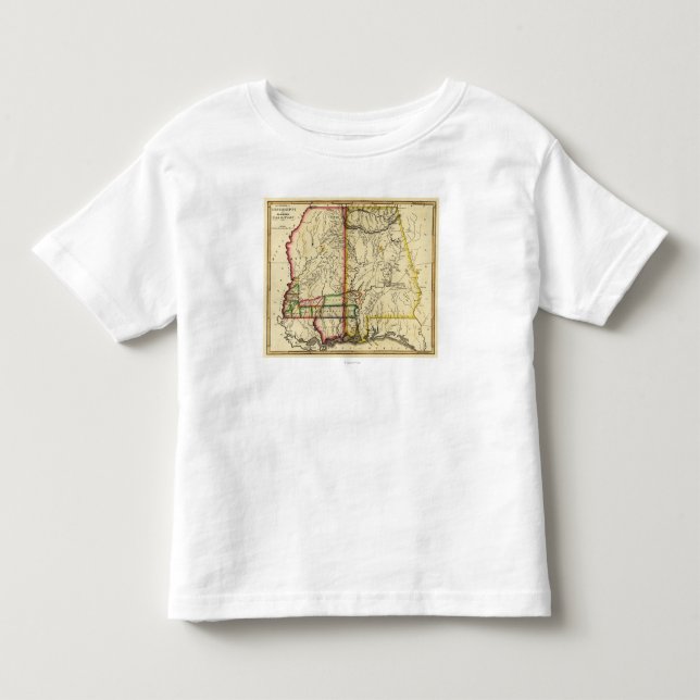 Mississippi och AlabamaPanoramic karta T-shirt (Framsida)