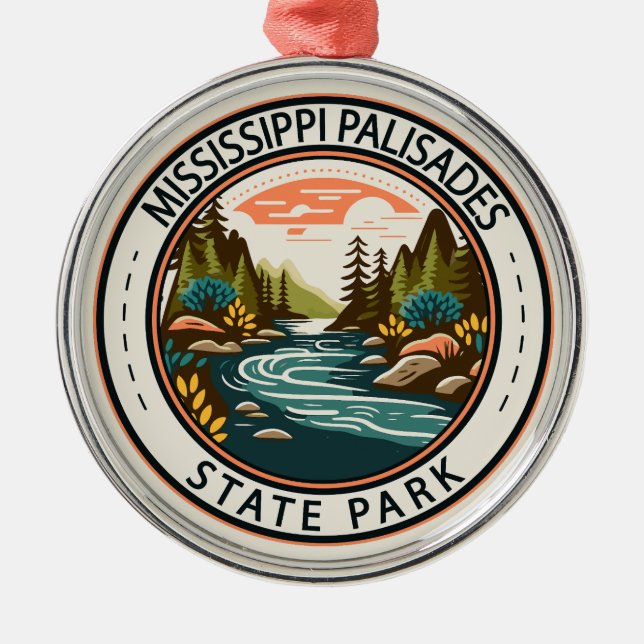 Mississippi Palisades State Park Illinois Badge Julgransprydnad Metall (Framsidan)