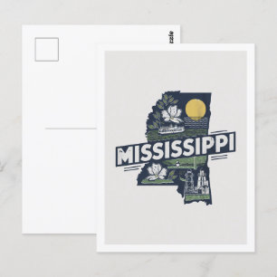 Mississippi Retro Resedesign Ikoniska Amerikanska Vykort