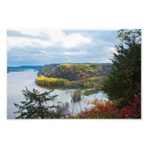 Mississippi River and Woodlands under hösten Fototryck