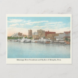 Mississippi River ångbåtar och Memphis stadsbild Vykort