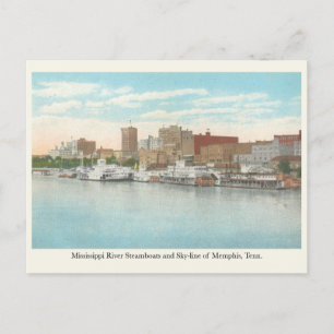 Mississippi River ångbåtar och Memphis stadsbild Vykort