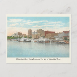 Mississippi River ångbåtar och Memphis stadsbild Vykort