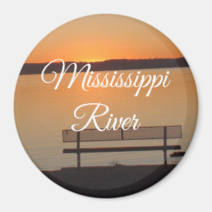 Mississippi River Bench Peacnice Sunset Magnet