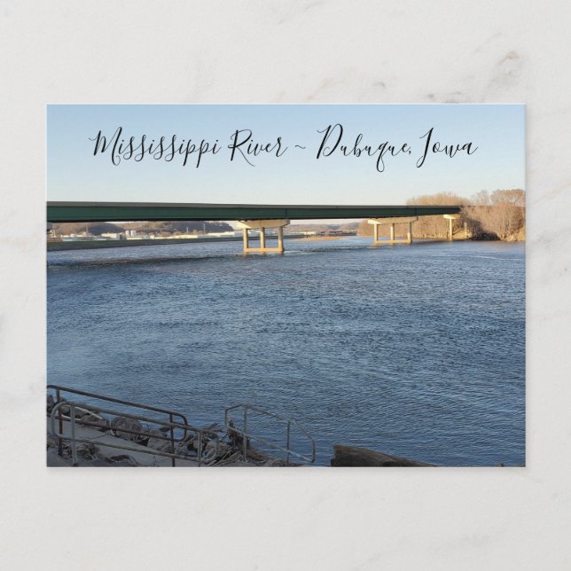 Mississippi River, Dubuque, Iowa Minnessaker  Vykort (Framsida)
