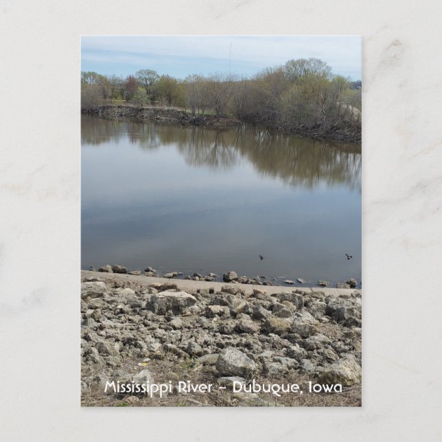 Mississippi River, Dubuque, Iowa Photo Vykort (Framsida)