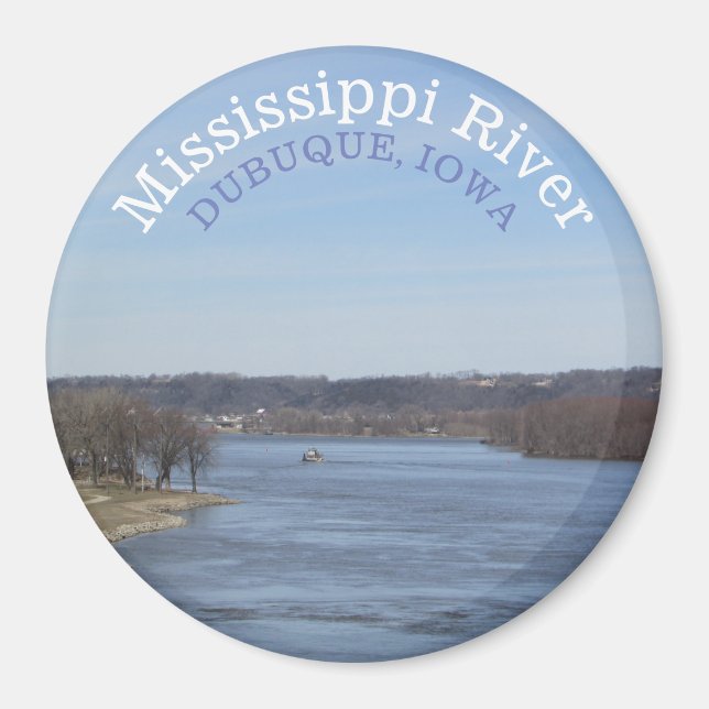 Mississippi River, Dubuque Iowa Souvenir Magnet (Framsidan)