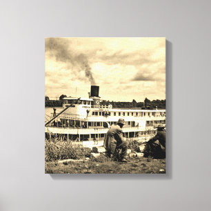 Mississippi River för deltadrottningSteamboat Canvastryck