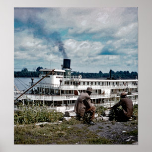 Mississippi River för deltadrottningSteamboat Poster