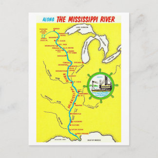 Mississippi River Kartor Vintage Postkort Vykort