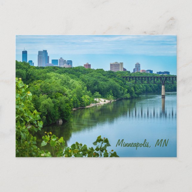 Mississippi River Minneapolis Skyline vykort (Framsida)