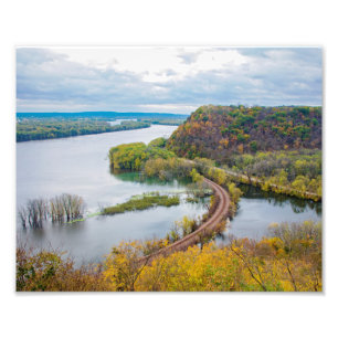 Mississippi River och Wooded Bluffs Fototryck