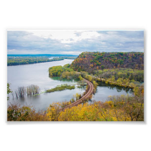 Mississippi River och Wooded Bluffs Fototryck