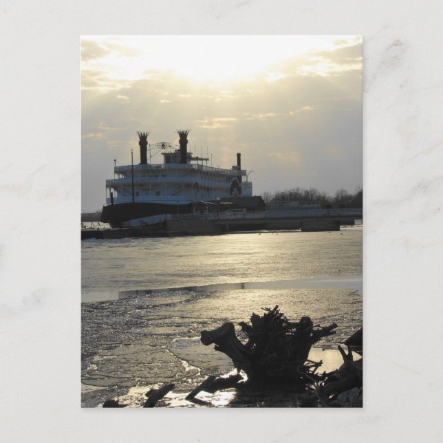 Mississippi River Sunset in Winter Vykort (Framsida)