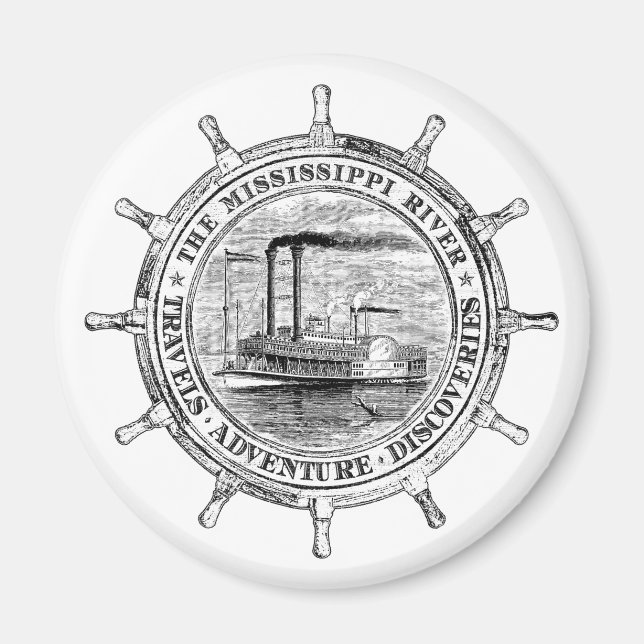 Mississippi River. Travels. Äventyr. Upptäckt Magnet (Framsidan)