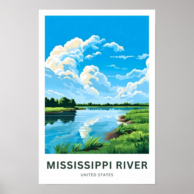 Mississippi River United States Travel Print Poster (Framsidan)
