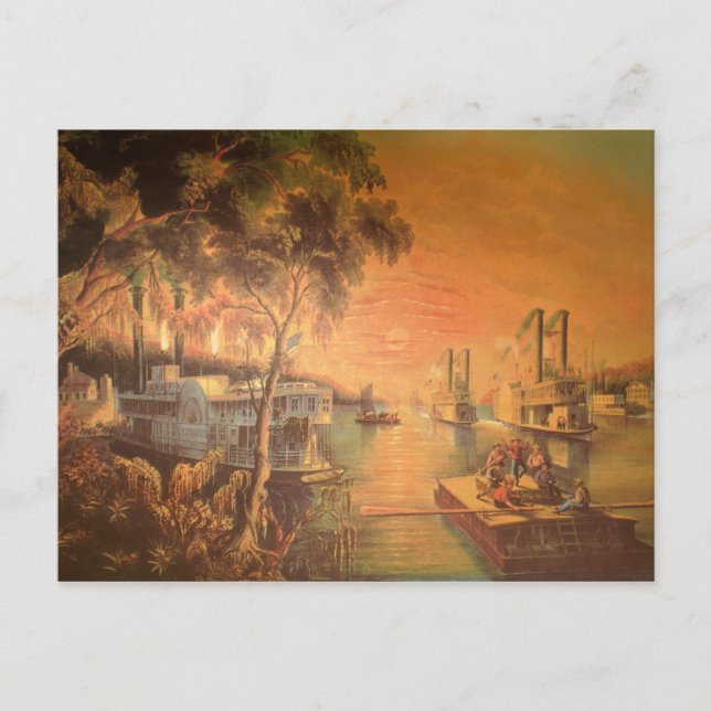 Mississippi River Vintage Postcard Vykort (Framsida)