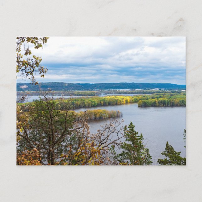 Mississippi Rivers horisont vid gränsen till Iowa  Vykort (Framsida)