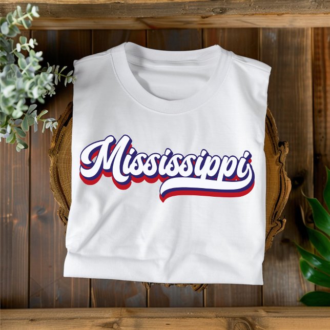 Mississippi röd vit och blå vintage t-shirt (Skapare uppladdad)