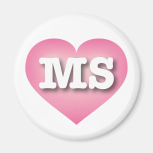 Mississippi Rosa Fade Heart - I kärlek MS Magnet