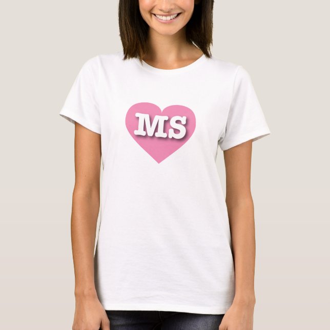 Mississippi Rosa Heart - I kärlek MS T Shirt (Framsida)