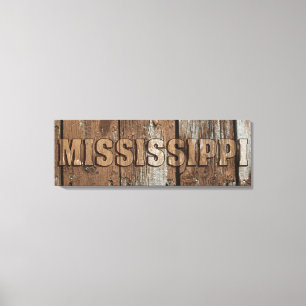 Mississippi, rustiska träväggsskylt canvastryck
