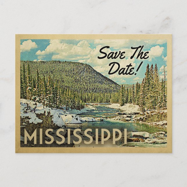 Mississippi Save Date Mountains River Snö Meddelande Vykort (Framsida)