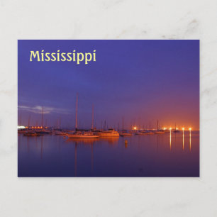 Mississippi segelbåtar i marina på skymningen vykort