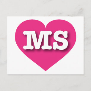 Mississippi Shock rosa Heart - I kärlek MS Vykort
