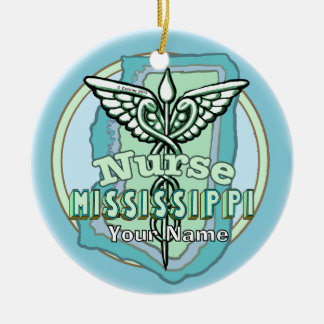 Mississippi Sjuksköterska Caduceus  Julgransprydnad Keramik
