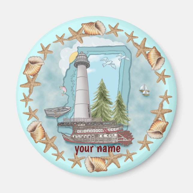 Mississippi Snäckas Lighthouse magnet (Framsidan)