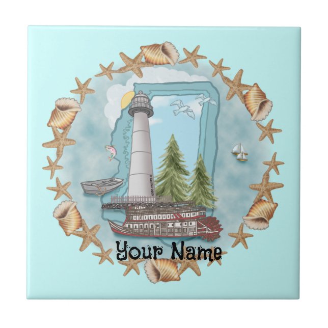 Mississippi Snäckas Lighthouse Tile Kakelplatta (Framsidan)