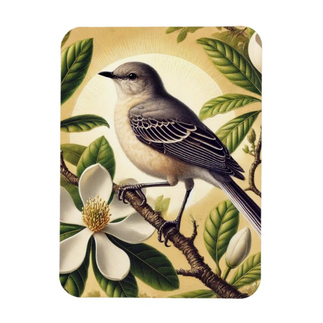 Mississippi State Bird Northern Mockingbird Magnet (Vertikal)