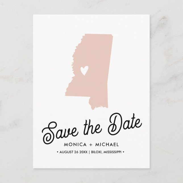 MISSISSIPPI State Destination Wedding ANY FÄRG Meddelande Vykort (Framsida)