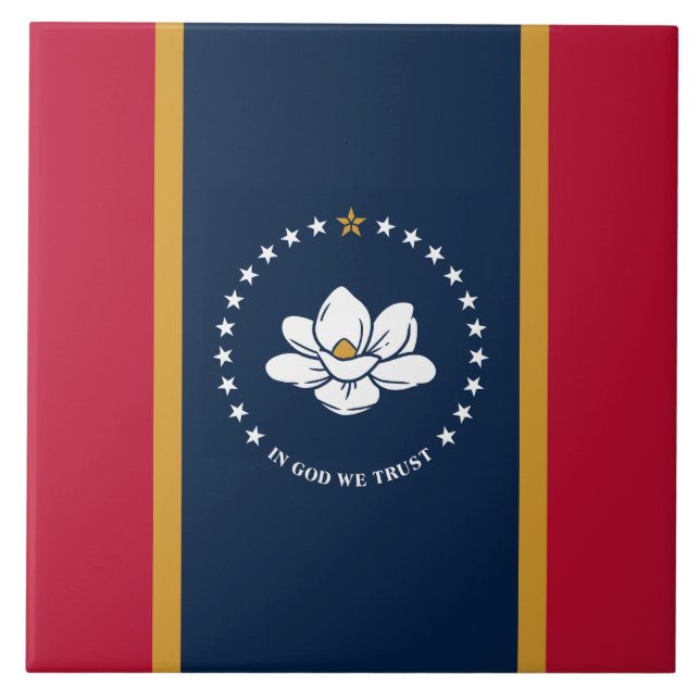 Mississippi State Flag on Tile Kakelplatta (Framsidan)