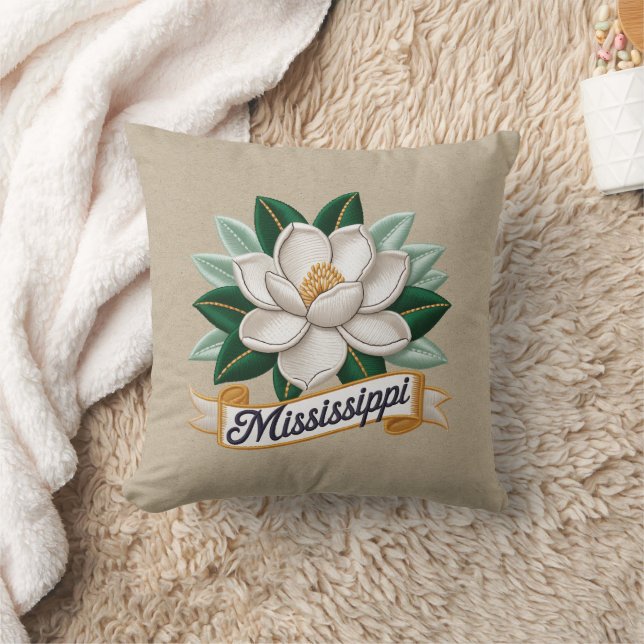 Mississippi State Flowers Emblem Kudde (Filt)