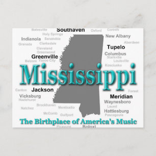 Mississippi State Pride Karta Silhouette Vykort