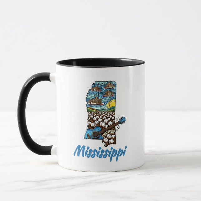 Mississippi State Tattoo Flodfartyg Bomullsåker Mugg (Vänster)