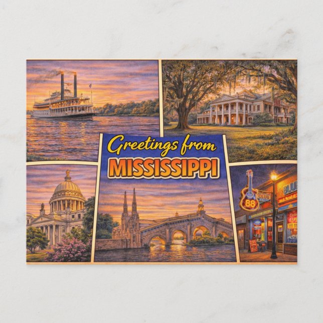Mississippi State vykort (Framsida)