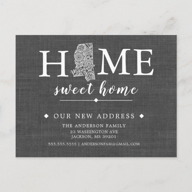 MISSISSIPPI-statens Flytta-meddelandekort Meddelande Vykort (Framsida)