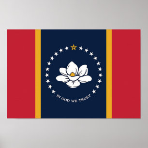 Mississippi Statlig flagga (nytt 2020) Poster